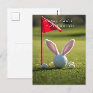 Golf Easter with golf ball on green grass Postcard
