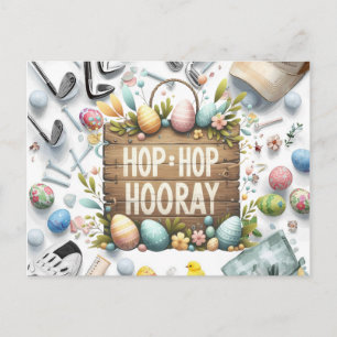 Golf easter with golf equipment design for golfer postcard