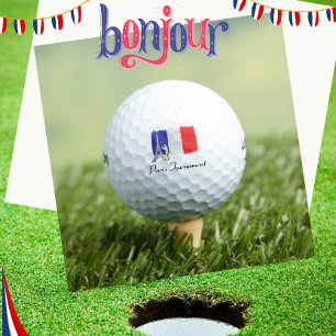 Golf Eiffel tower with French golfer flag France   Balls