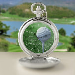 Golf Elegant Golfer Retirement Keepsake Message Pocket Watch<br><div class="desc">You can add a short message to this Golfing Dad Retirement Pocket Watch - or leave as is. Suitable for all Golfing Dad's that are retiring to the Golf Course!</div>