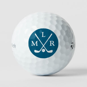 Golf Elegant Modern Monogram Typography blue Balls