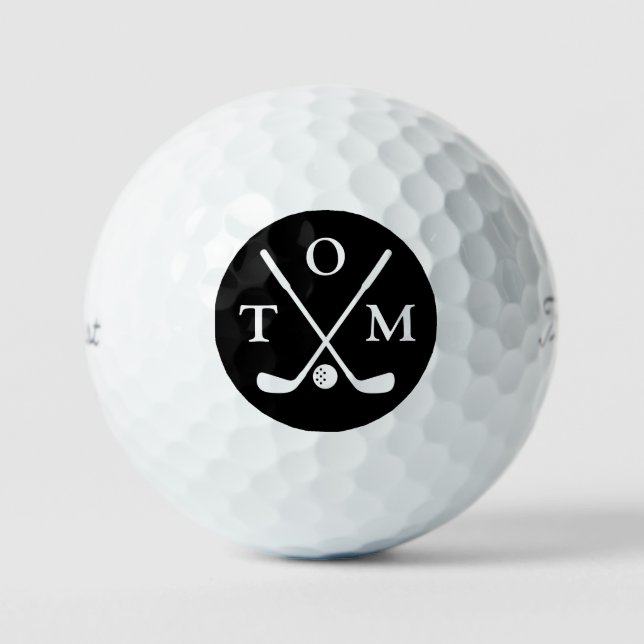 Golf Elegant Modern Monogram Typography Name Balls (Front)