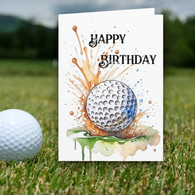 Golf Enthusiasts Watercolor Art Birthday  Card (Creator Uploaded)