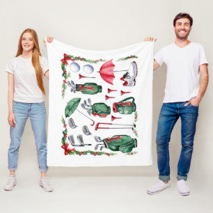 Golf equipment Christmas Decoration for golfer Fleece Blanket