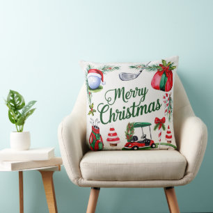 Golf Equipment Christmas themed for Golfer Cushion