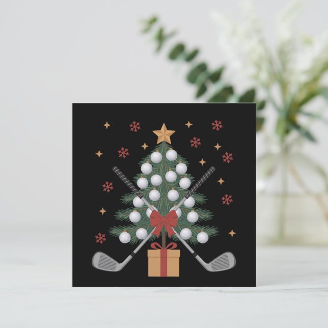Golf Equipment Christmas Tree Christmas Golf Holiday Card (Standing Front)