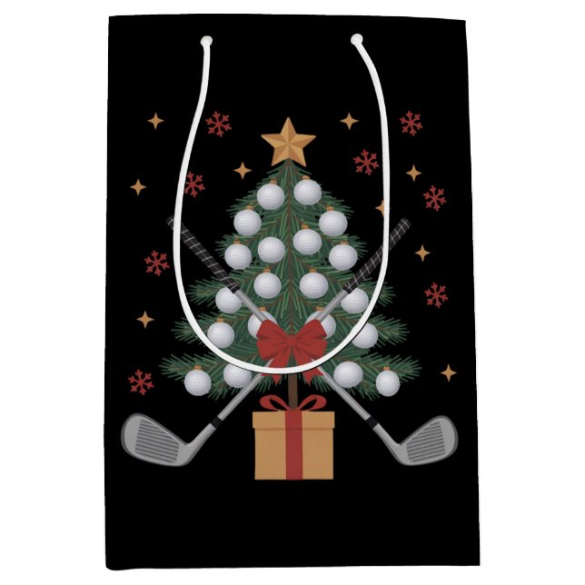 Golf Equipment Christmas Tree Christmas Golf Medium Gift Bag (Front)