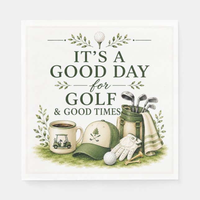 Golf equipment with text on green napkin (Front)