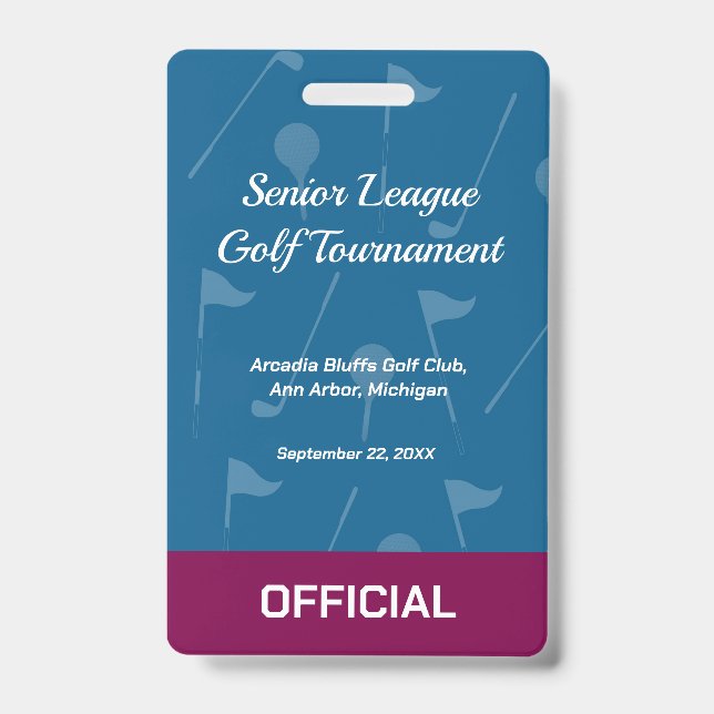 Golf Event Security Badge – Security & Access Pass ID Badge (Front)