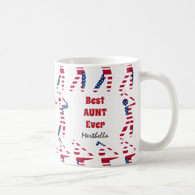 GOLF FAN | Best AUNT Ever Personalised | USA Flag Coffee Mug (Right)