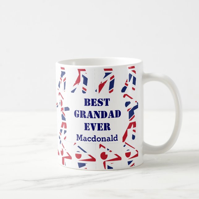GOLF FAN Best Grandad Ever Personalised Union Jack Coffee Mug (Right)