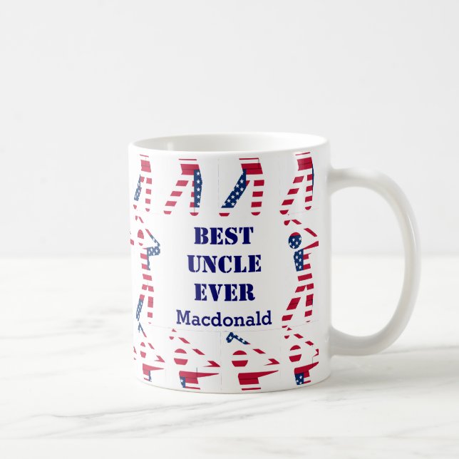 GOLF FAN Best Uncle Ever Personalised USA Flag Coffee Mug (Right)