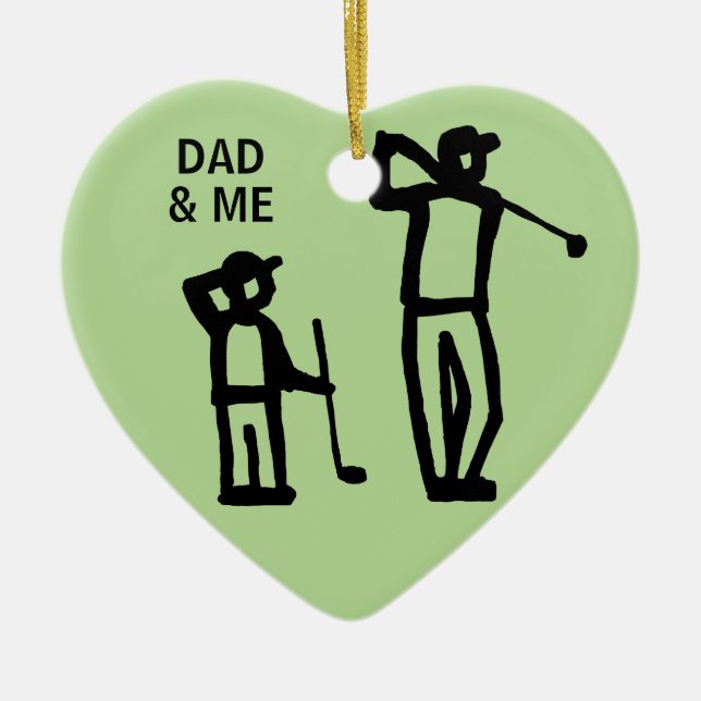 Golf Father and Son Christmas Holiday Ceramic Tree Decoration (Front)