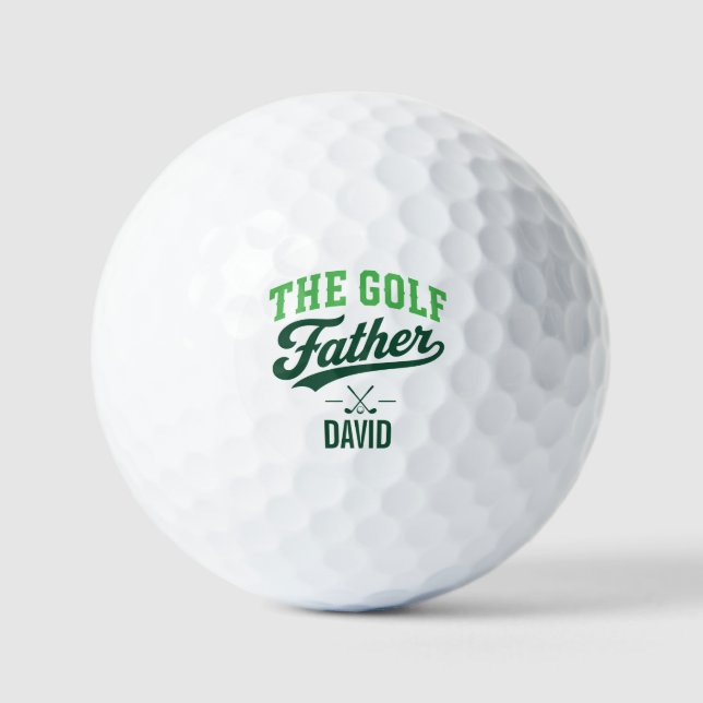 Golf Father Green Vintage Name Design Balls (Front)