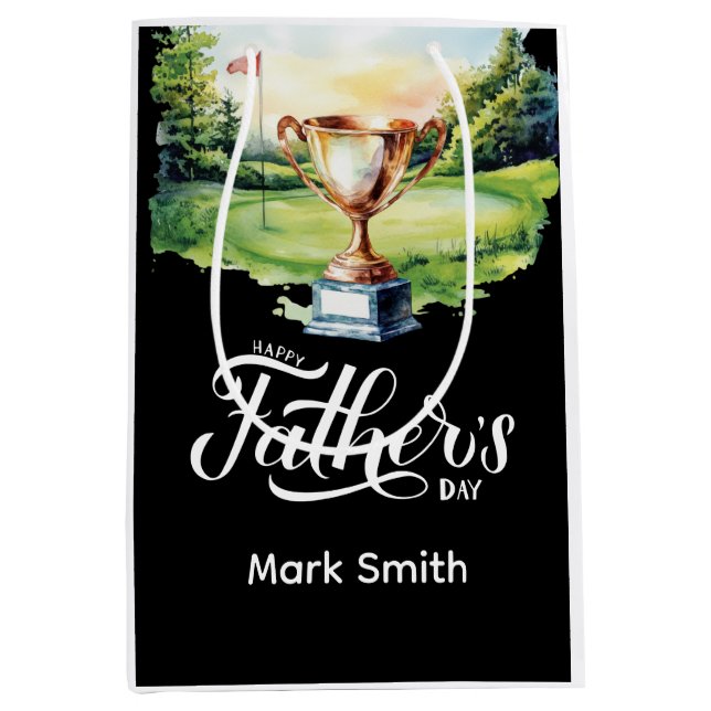 Golf Father's Day with trophy  Medium Gift Bag (Front)