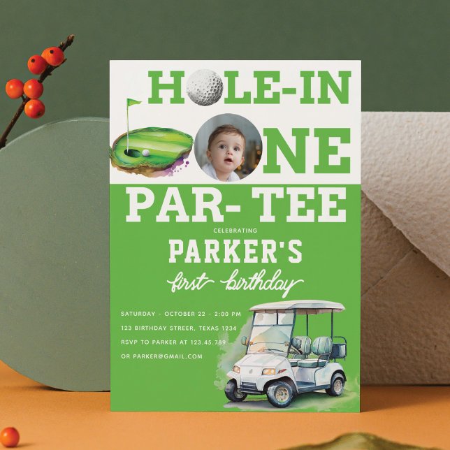 Golf First Birthday Partee Photo Invitation (Creator Uploaded)
