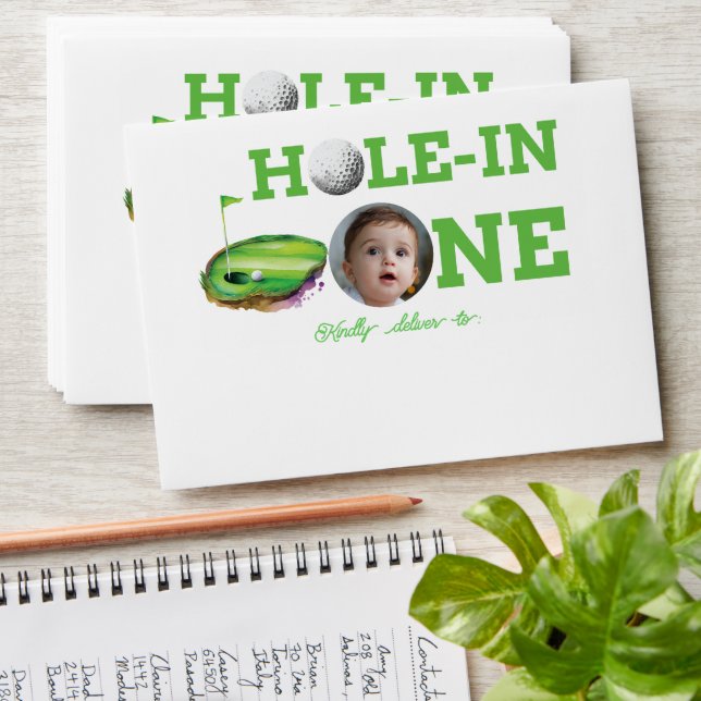 Golf First Birthday Photo Partee Envelope (Stacked)