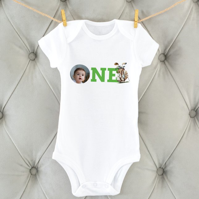 Golf First Birthday Photo Personalised Baby Bodysuit (Creator Uploaded)