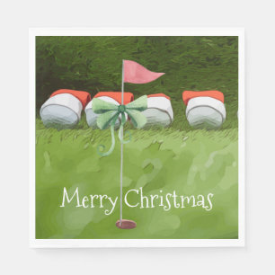 Golf flag Christmas with lots of Ball golfer Napkin