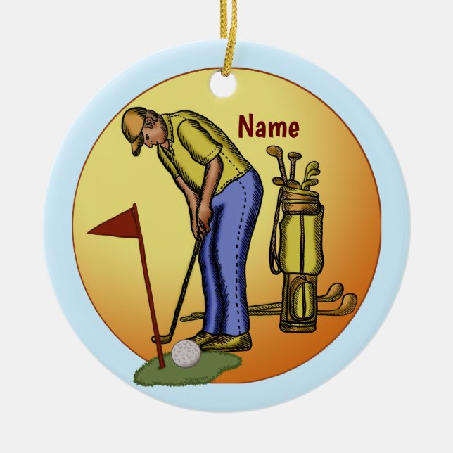 Golf Flag Dad Golf  Ceramic Tree Decoration (Front)