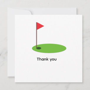 Golf flag on green minimal thank you card