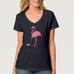 Golf Flamingo Lover Gift Floral Women Men Funny Su T-Shirt
