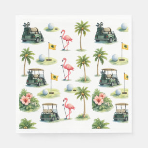 Golf Florida themed with flamingo Napkin