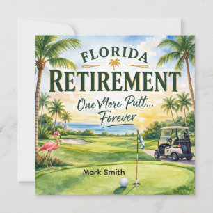 Golf Florida themed with flamingo retirement Invitation