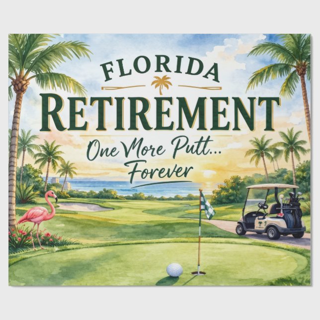 Golf Florida themed with flamingo retirement Wrapping Paper (Flat)