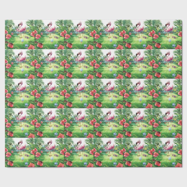 Golf Florida themed with flamingo retirement Wrapping Paper (Seam)