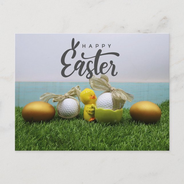 Golf for Happy Easter with eggs and golf ball Card (Front)