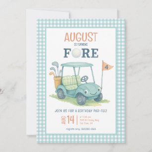Golf Fore Boy Photo 4th Birthday Invitation