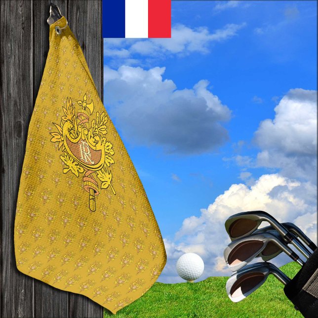 Golf France with golden French emblem, flag Towel (Creator Uploaded)