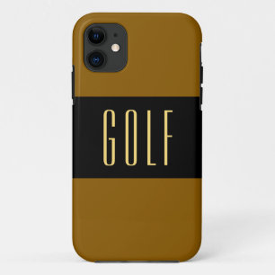GOLF Fun Modern Wide Black Golden Brown Stripes Case-Mate iPhone Case