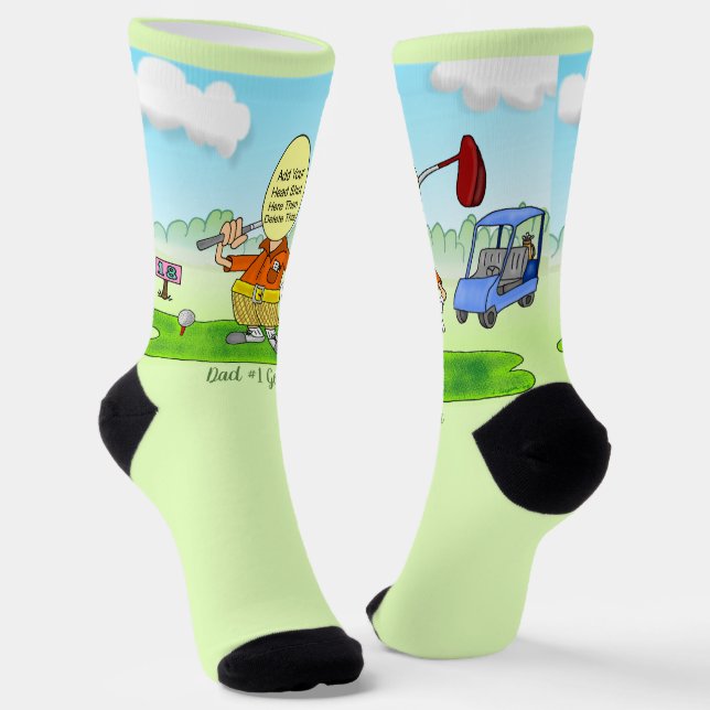 Golf Funny Cartoon Crew Socks (Angled)