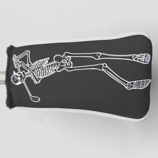 Golf Funny Golfing Skeleton playing Golfer Golf Head Cover (Front)