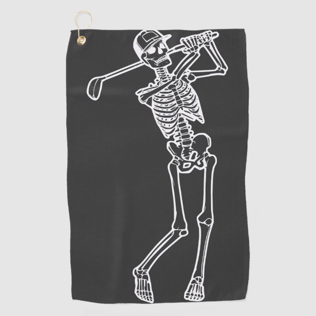 Golf Funny Golfing Skeleton playing Golfer Golf Towel (Front)