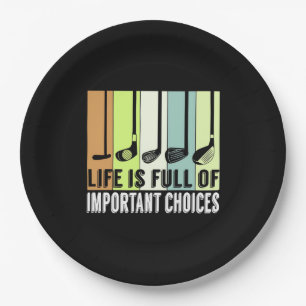 Golf Funny Life Choices Clubs Paper Plate