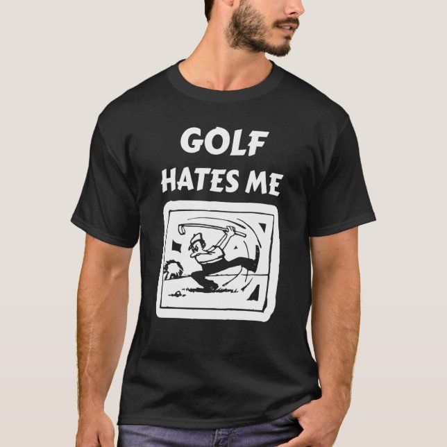 Golf Funny Man Swing Club Miss Ball For Pro Amateu T-Shirt (Front)