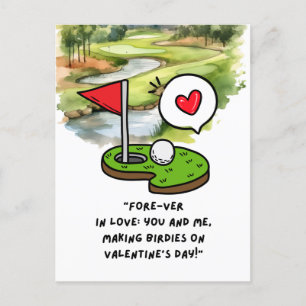 Golf Funny Saying Golfer on Valentine's Day Holiday Postcard