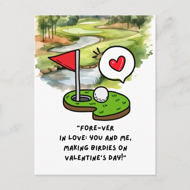 Golf Funny Saying   Golfer on Valentine's Day Holiday Postcard (Front)