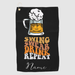 Golf Funny saying swing swear drink repeat  Towel
