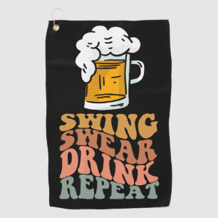 Golf Funny Saying Swing Swear Drink Repeat Towel
