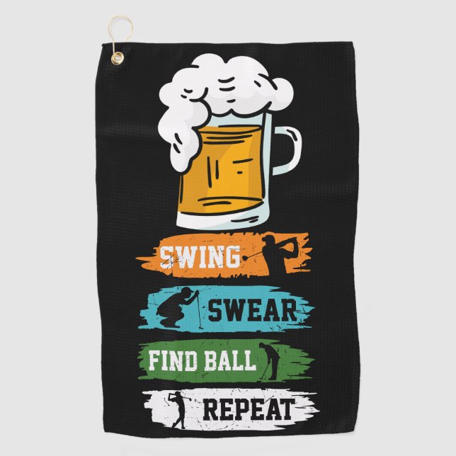 Golf Funny Saying Swing Swear Find Ball Towel (Front)