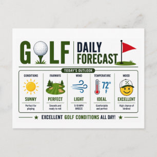 Golf Funny Saying weather forecast  Postcard
