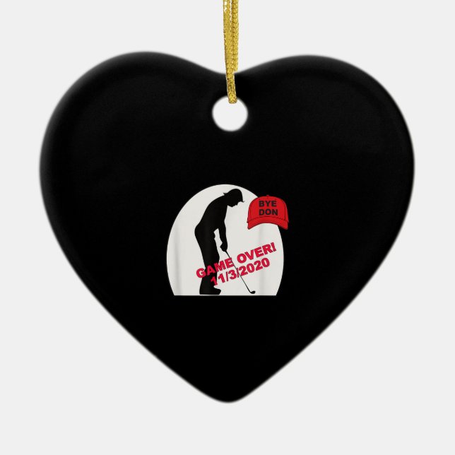 Golf Game is Over Funny Anti-Trump Ceramic Tree Decoration (Front)