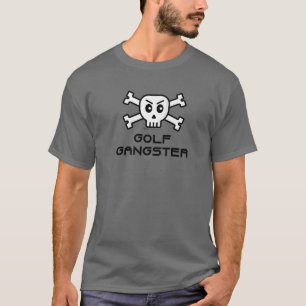 Golf Gangster Skull And Cross Bone Word Design T-Shirt