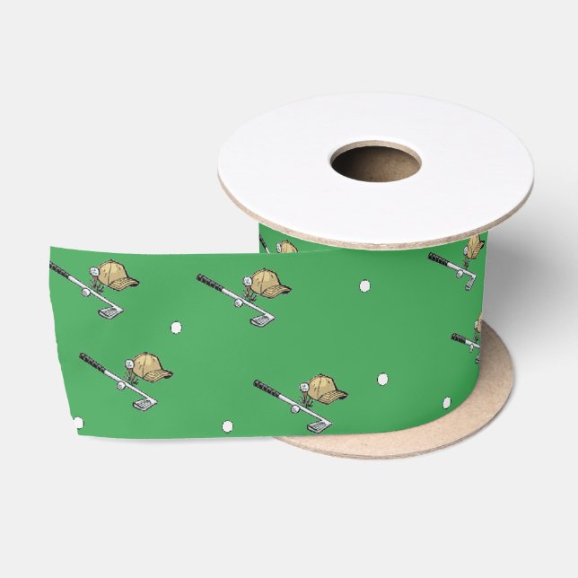 Golf gear on green satin ribbon (Spool)