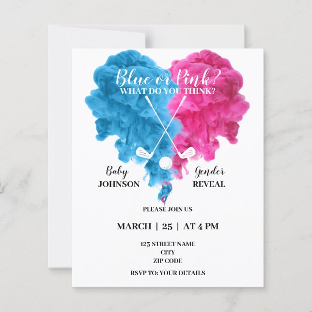 Golf gender reveal invitations (Front)