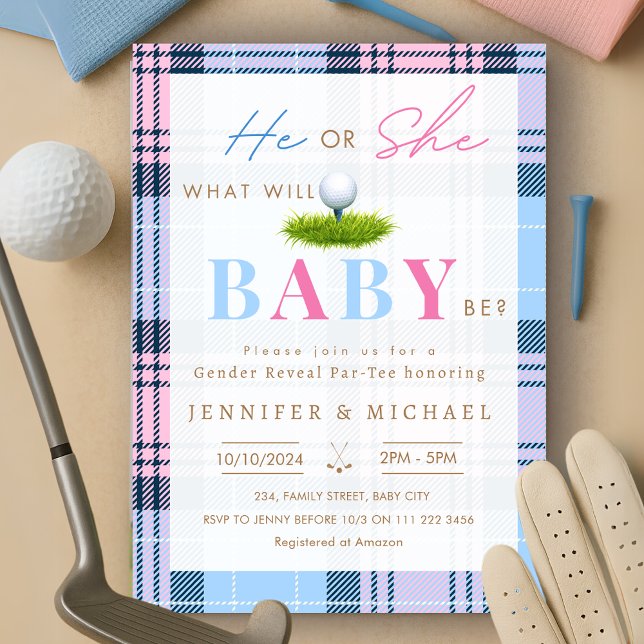 Golf Gender Reveal Par-Tee Party Invitation (Golf Gender Reveal Par Tee Party Invitation)